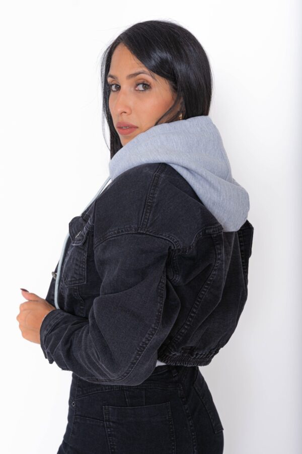 Chaqueta Crop de Jeans Mujer Oversize. Chaqueta Corta de Mezclilla. Chaqueta Mujer, Casaca. Poleron Gris Crop Algodon.