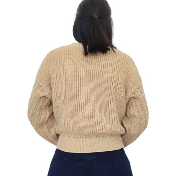 Cardigan Chaleco Manga globo aglobado mujer lanilla con botones lanita Beige crema