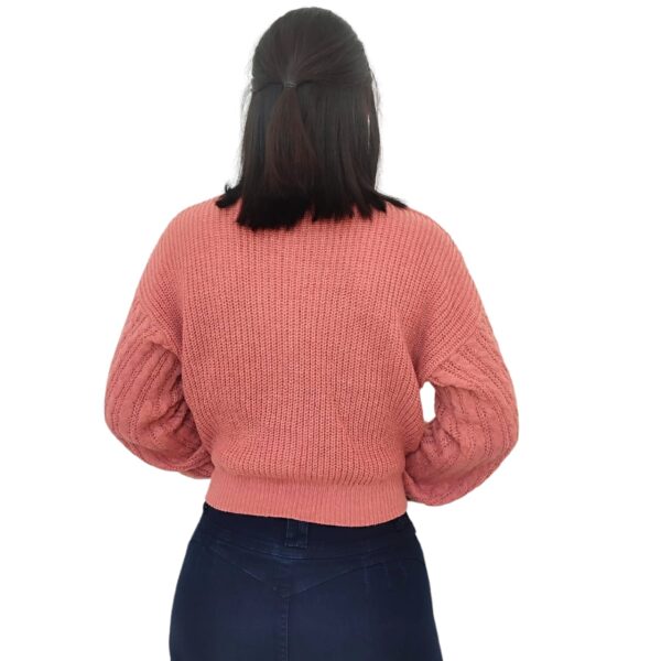 Cardigan Chaleco Manga globo aglobado mujer lanilla con botones lanita Palo rosa