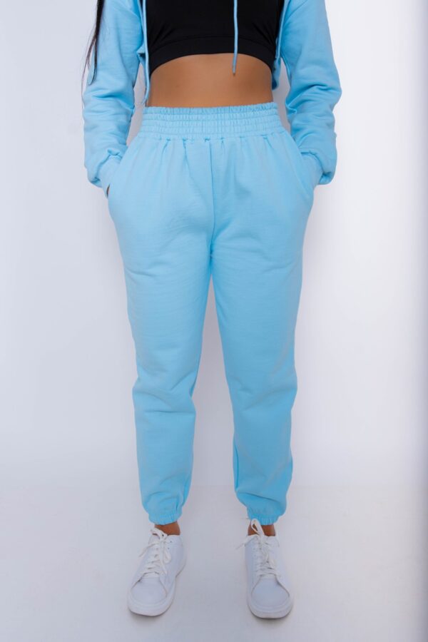 Jogger Algodon Afranelado Celeste mujer