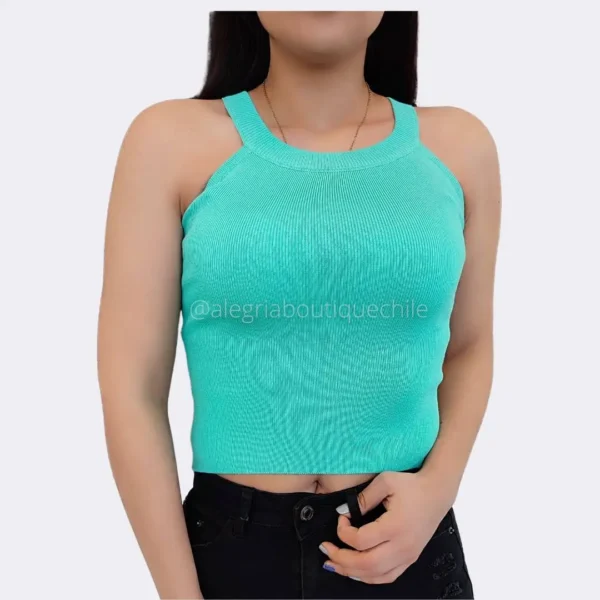 Polera Cuello Halter Punto. Tops de hilo full tendencia para el verano. Tejido de Hilo con Cuello H. Disponible en hermosos colores.