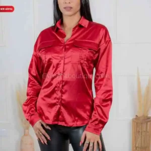 Blusa de satin con bolsillos Satinada camisa mujer