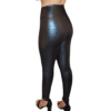 Calza Ecocuero Mujer Tiro Alto Efecto Piel. Pretina ancha. Disponible en tallas S, M, L y XL Negro