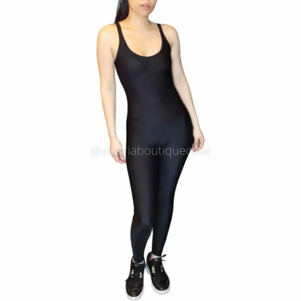 Mono Largo Elasticado Jumpsuit Unitard Lycra Dupont negro