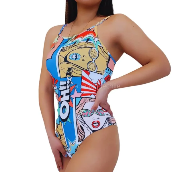 body estampado con tirantes Lycra Broches en la parte de abajo