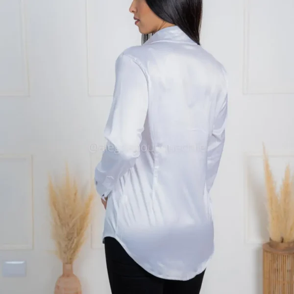 Blusa Satín Slim Mujer de Manga Larga