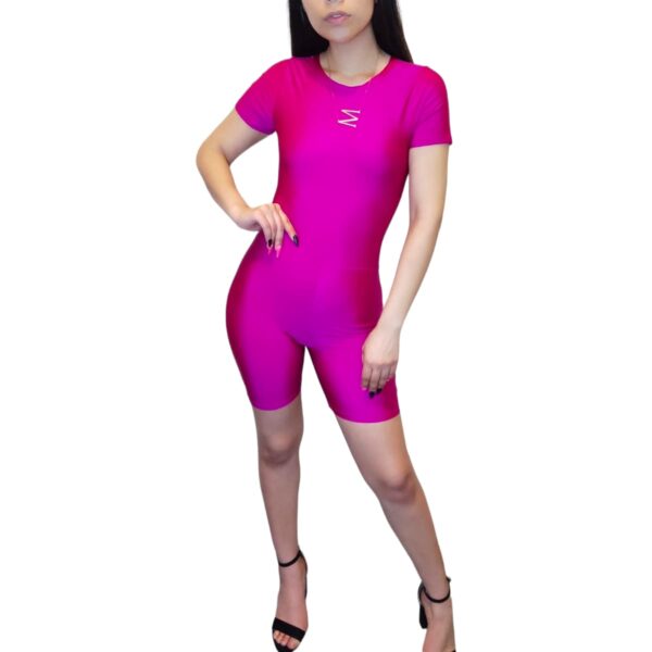 Enterizo Corto Elasticado Manga corta lycra dupont Enterito lila morado