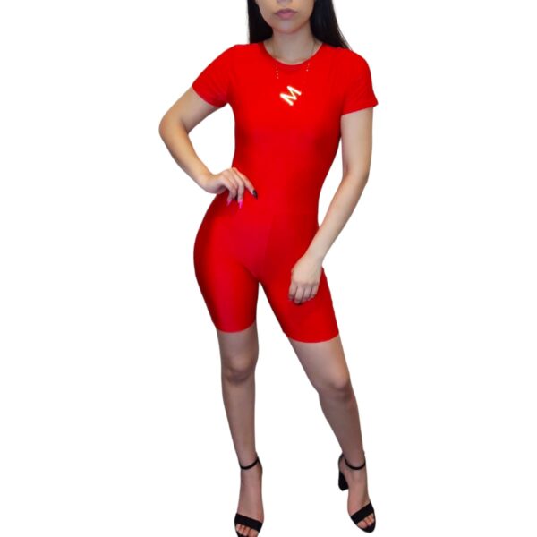 Enterizo Corto Elasticado Manga corta lycra dupont Enterito Rojo